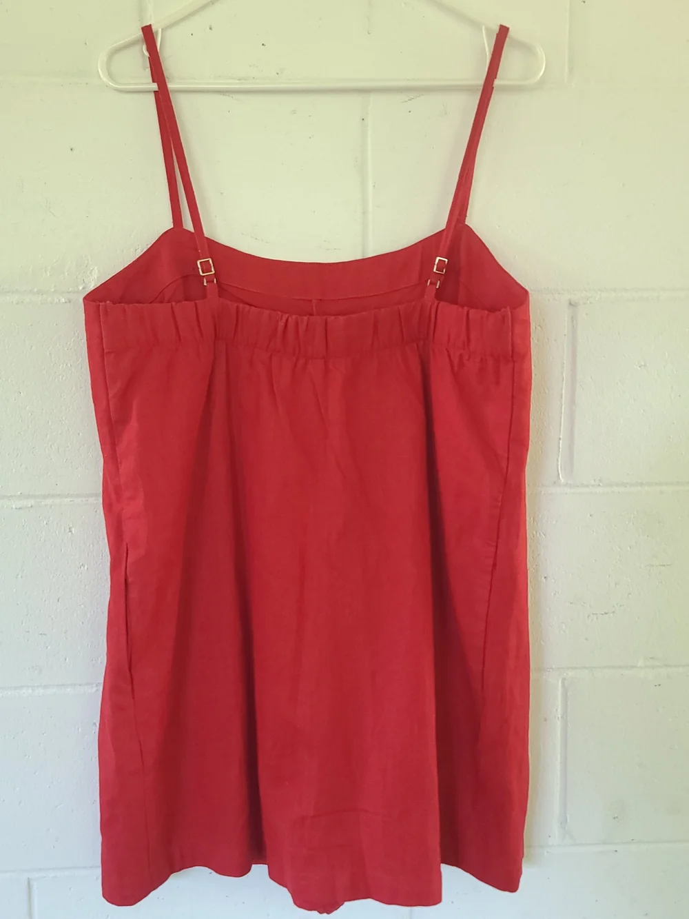 Abercrombie & Fitch Linen-Blend Button Dress Skort Vivid Red Size LG NWT